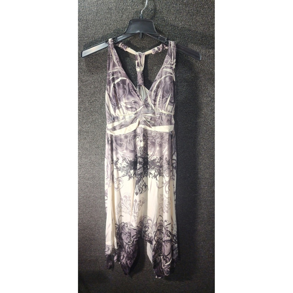 Y2K Cristinalove Halter Handkerchief Hem Dress Baroque PHIL 2010 Gray White